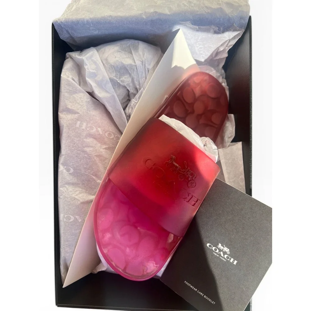 Coach Ulyssa Rubber Slide Petunia Black Cherry Pink Jelly Sandals C3068 Women10 - Picture 5 of 5